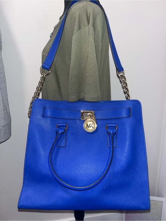 Michael Kors Handbags - Michael Kors Electric Blue Leather Saffiano Tote with Gold Hardware